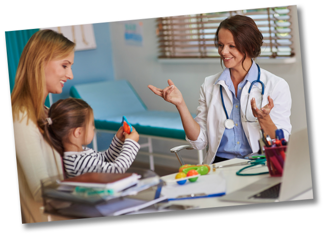 Woman and child with Doctor